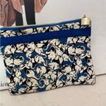 Carolina Herrera  Neiman Marcus Black and Blue Graphic Pouch cosmetic bag Photo 2