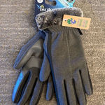 Isotoner Gray Faux Fur Trim Winter Smart Touch Gloves Micro Fleece NWT Photo 0