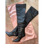 Amina Muaddi Olivia Glass Thigh High Nappa Boots in Black 37.5 Womens Heels Photo 6