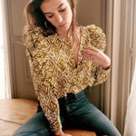 Sézane Sezane Boby ikat ruffle button down blouse Photo 0