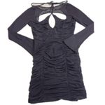 ASOS Dress Womens Size 8 Purple Peekaboo Ruched Mesh Mini Cutout Bodycon Gray Photo 1