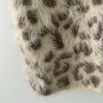 123 Story by Line Up Fuzzy Soft Open Front Animal Print Sweater Cardigan S Small Tan Photo 1