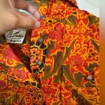 VINTAGE ADELE MARTIN SILK LONG SLEEVE SHEATH DRESS INDIA SMALL ORANGE PINK BLACK Photo 3