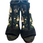 Karl Lagerfeld Paris Embellished Embroidered Black Mesh Sling Back Peep Toe Heel Photo 1