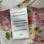 Vintage Y2K Blue Sketch Sheer Floral Lace Trim Back Tie Blouse Top Size L Photo 4