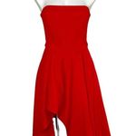 Elliatt Origin Dress Flame Red Knit Strapless Asymmetrical Hem Size M Formal Photo 1