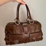 Marc Jacobs  Cognac Leather Venetia Satchel Bag, Silver Hardware & Red Stitching Photo 4