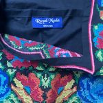 Royal Moda Black Mexican Embroidered Floral Blouse Huipil Style Top Large Photo 2