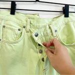 AGOLDE  Jeans Womens 24 Green Criss Cross Straight Button Fly Raw Hem‎ Denim EUC Photo 3