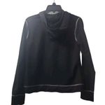 Ann Taylor LOFT Full‎ Zip Hoodie Contrast Stitching Pockets Black Comfy Large Photo 2