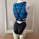 SCHMINKE Pole Dance Blue Snakeskin Lizard Wet Black Leather Custom Bodysuit 4 S Photo 2