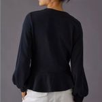 Maeve  by Anthropologie black V-Neck Ruched Sweatshirt peplum size medium Photo 2