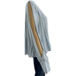 BP  Brass Plum LARGE NWT Gray Top Blouse Long Split Sleeve V Neck Photo 1