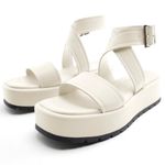 ZARA NWOT Flat Leather Sandal With Buckle Size 12 Photo 0