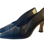via spiga Heels Vintage Black Leather Elongated Square Toe Pump Womens Size 11AA Photo 5