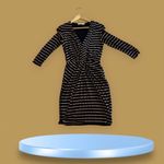 Bailey 44 Arcade Dress Stripe Midi Quarter Sleeves Grey Black Size Small Photo 2