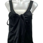Proenza Schouler  Womens Black Silk Satin Sleeveless Tie Scoop Neck Tank Top Sz 6 Photo 0