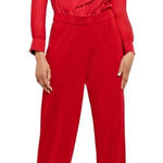 Misook Tie Neck Mixed-Media Jumpsuit Size XS Photo 0