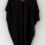 Worthington Black Cardigan Sweater XL Open Front Cocoon Cape Long Rib Knot Photo 0