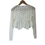 Love Fire Lace Tie Front Peplum Top Ivory Long Sleeve Feminine Romantic XS Photo 1