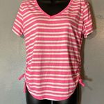 Bobbie & Brooks Bobbie Brooks pink & white striped drawstring sides tshirt Photo 0