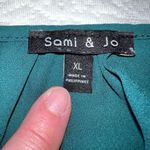 Sami & Jo Womens Blouse Top Shirt Green Pullover Balloon Sleeve V Neck XL Photo 4