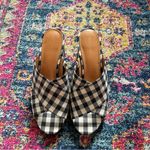 J. McLaughlin Tribeca Navy Blue White Gingham Plaid Cross Strap Sandal Heels 8.5 Photo 2
