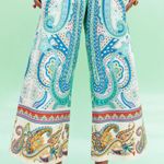 ZARA PRINTED PANTS Mid-rise Wide Leg Blue NEW Photo 4