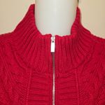 Liz Claiborne  Mock Neck Red Cable Knit Full Zip Sweater Vest Size Small Photo 2