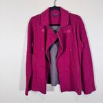 Eileen Fisher  Magenta Pink Wool Double Breasted Jacket Womens M Fall Pea Coat Photo 10