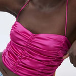 ZARA NWT  Pink Cropped Ruched Tank Size Small Photo 0