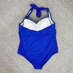 Ibiza Ribbed Halter One Piece Swimsuit Royal Blue Plus Size 1X Photo 7