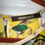 Roberto Cavalli Yellow Printed Silk Lace Detail Halter Floral Mix Print Top Photo 2