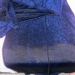 Blue shimmer halter sheath dress with bodice cutout Size 6 Photo 4