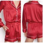 Victoria's Secret  Red Satin Rhinestone Romper 1 Piece Pajamas Shorts Size Large Photo 1