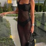 Urban Outfitters  Chiffon Black Polka Dot Maxi Dress NWT Photo 13