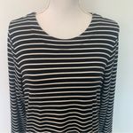 CAbi EUC  Side Snap Black White Stripe Scoop Neck Tee Style 6332 Size M Photo 2