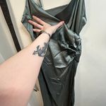 Cider Solid Satin Slit Midi Dress Photo 2