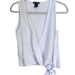 AQUA Womens Sz S White Semi Sheer Cropped Sleeveless V-Neck Tie Blouse Shirt Top Photo 0