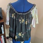 Free People  Medium Babydoll Top Floral Koel Satin Off The Shoulder Flowy Photo 3