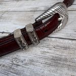 Fossil VTG Leather Conchos Belt 36” Brown Croc Embossed Western Boho Cowgirl Photo 4