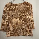 Ruby Rd . Brown Geometric Print 3/4 Sleeve Top Photo 1