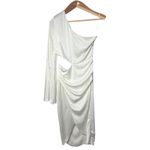 Luxxel One sleeve white mini dress size medium Photo 1