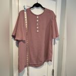 Zenana Outfitters Premium Size S Dusty Pink Batwing Sleeve Pullover Blouse Pearl Buttons Photo 5