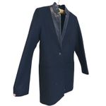 ALLSAINTS Lorie Leather Lapel Single Breasted Wool Coat 8 Black Quiet Luxury Photo 4