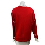 Women's Red Santa Claus Reindeer Fair Isle Embroidered Long Sleeve Sweater Sz M Size M Photo 3