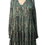 easel Floral Green Tiered Babydoll Dress S Flowy Earthy Indie Tiered Boho NWT Photo 0
