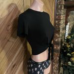 Wilfred  Women’s Small Black Front Tie Semi Cropped Short Sleeve Shirt Photo 2