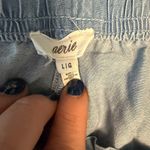 Aerie High Waisted Linen Ruffle Shorts Denim Chambray Size L Pockets Photo 5