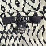 NYDJ Pintuck Blouse Women's Small White Black Long Crepe Sleeve High-Low V-Neck Photo 5